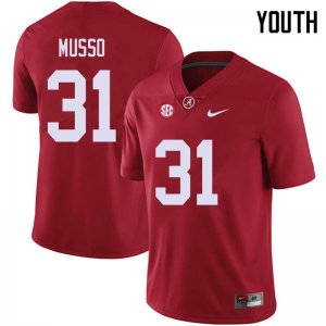 NCAA Youth Alabama Crimson Tide #31 Bryce Musso Stitched College 2018 Nike Authentic Red Football Jersey YI17N80TE